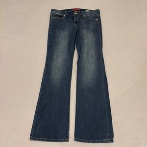 Guess Charlotte Fit Medium Rise Curvy Bootcut Jeans Dark Wash Blue 30 Grunge